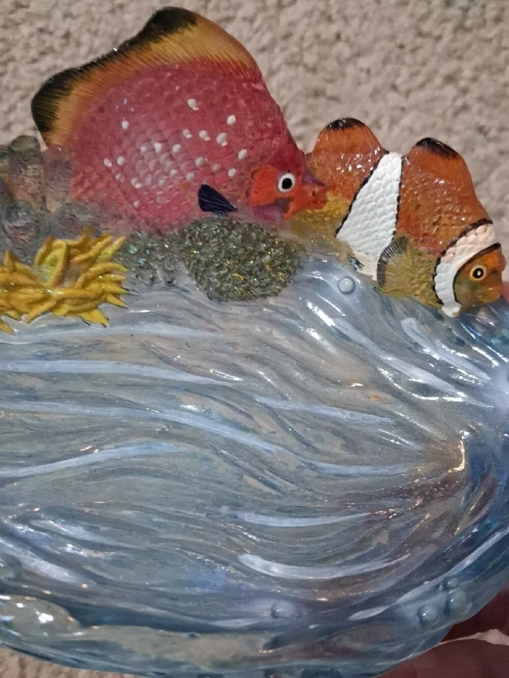 Decorative Fish Water Dish - Blue and Orange Ocean Design Soap Dish Acrylic